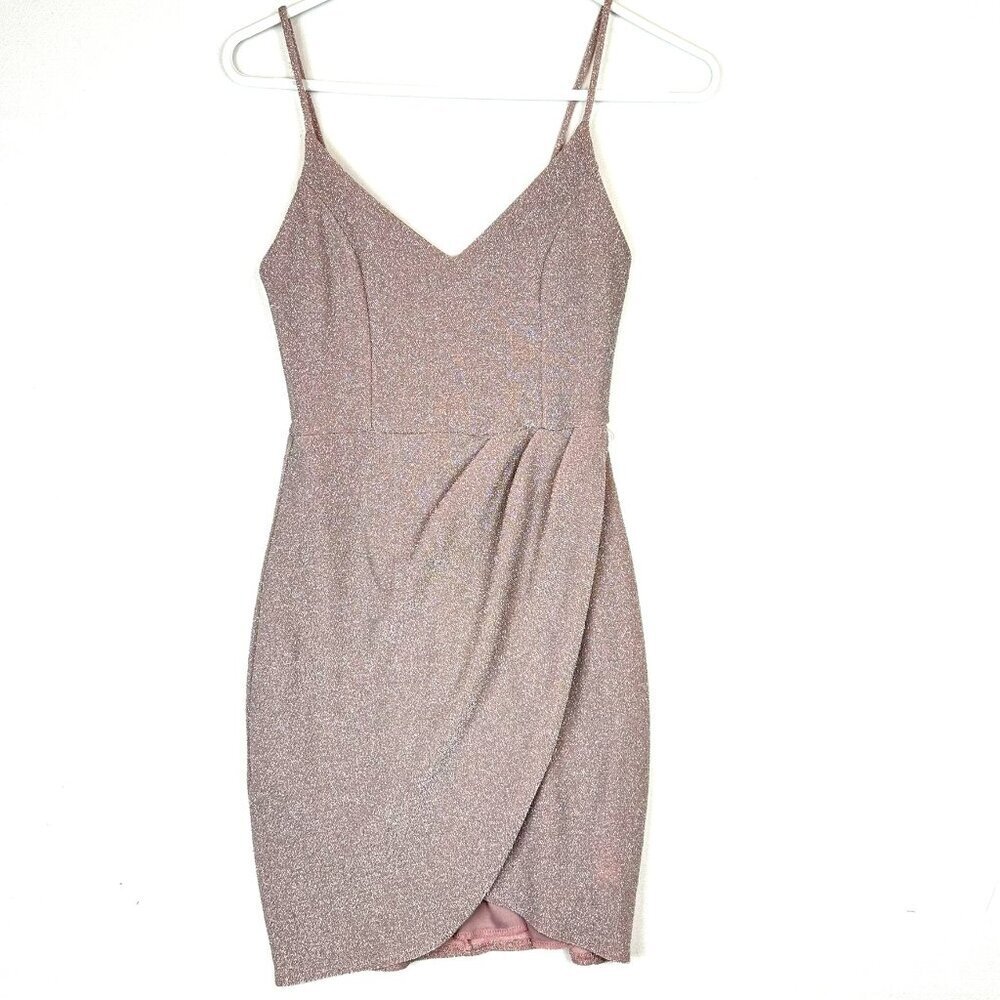 Lulus Forever Your Girl Metallic‎ Mini Dress in Mauve Silver Bodycon Party
